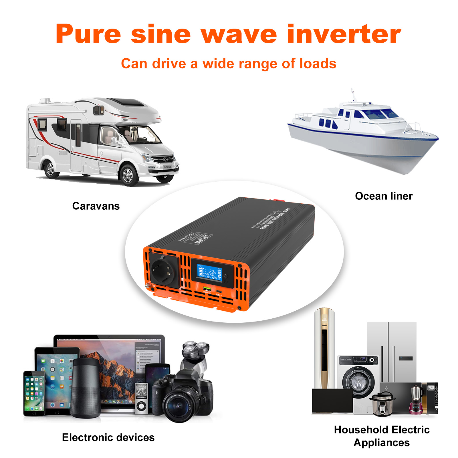 피크 4000W 12V 24V 48V DC에서 AC 2 - Power Inverter 12V 220V 4000W Continuous 리뷰 및 가격